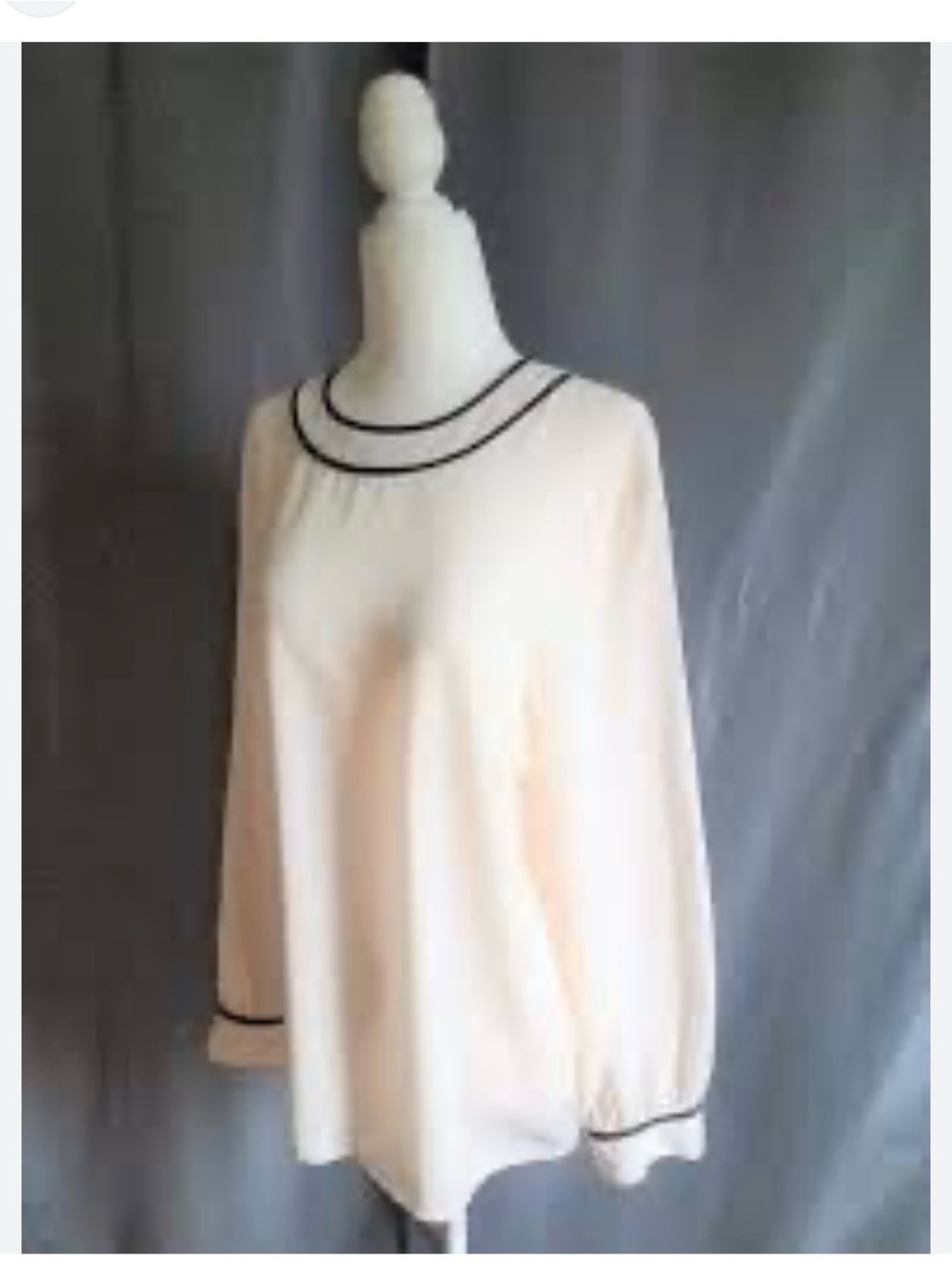 Talbots Cream Blouse with Black Piping
